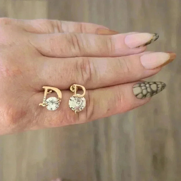 Asymmetrical gose gold earrings studs D - Picture 1 of 8